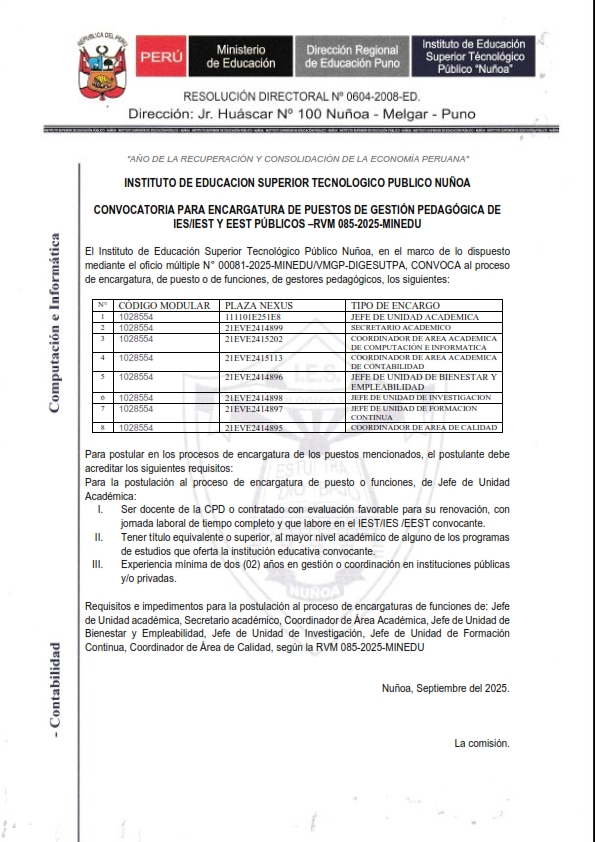 CONVOCATORIA GESTORES PEDAGOGICOS 2025